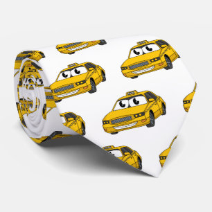 Niedliche Gelbe Taxifahrt Cartoon Illustration Krawatte