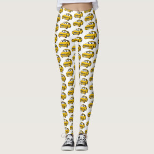Niedliche Gelbe Taxifahrt Cartoon Illustration Leggings