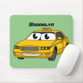 Niedliche Gelbe Taxifahrt Cartoon Illustration Mousepad (Mit Mouse)
