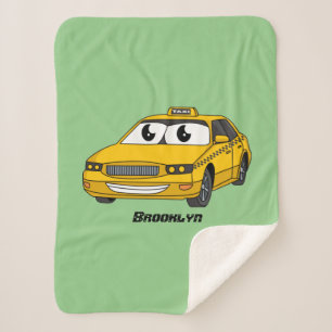 Niedliche Gelbe Taxifahrt Cartoon Illustration Sherpadecke