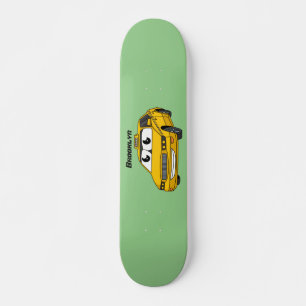 Niedliche Gelbe Taxifahrt Cartoon Illustration Skateboard