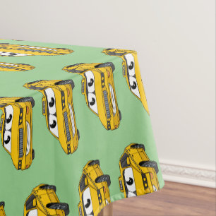 Niedliche Gelbe Taxifahrt Cartoon Illustration Tischdecke