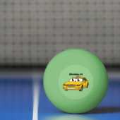 Niedliche Gelbe Taxifahrt Cartoon Illustration Tischtennisball (Netto)