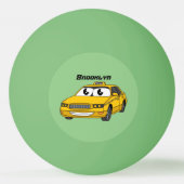 Niedliche Gelbe Taxifahrt Cartoon Illustration Tischtennisball (Rückseite)