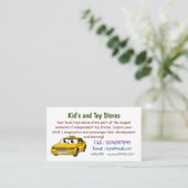 Niedliche Gelbe Taxifahrt Cartoon Illustration Visitenkarte (Stehend Vorderseite)