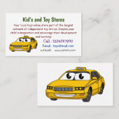 Niedliche Gelbe Taxifahrt Cartoon Illustration Visitenkarte (Vorne/Hinten)