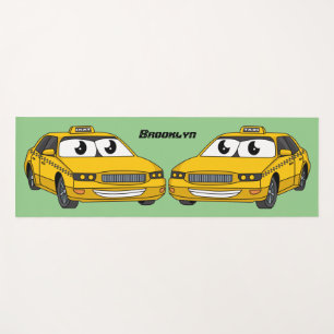 Niedliche Gelbe Taxifahrt Cartoon Illustration Yogamatte