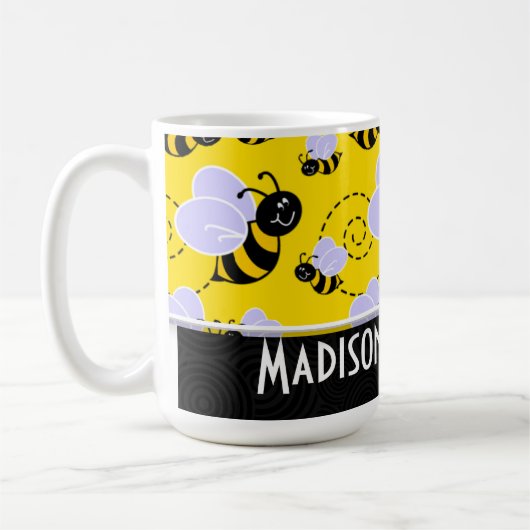 Niedliche gelbe u. schwarze Biene Kaffeetasse (Links)