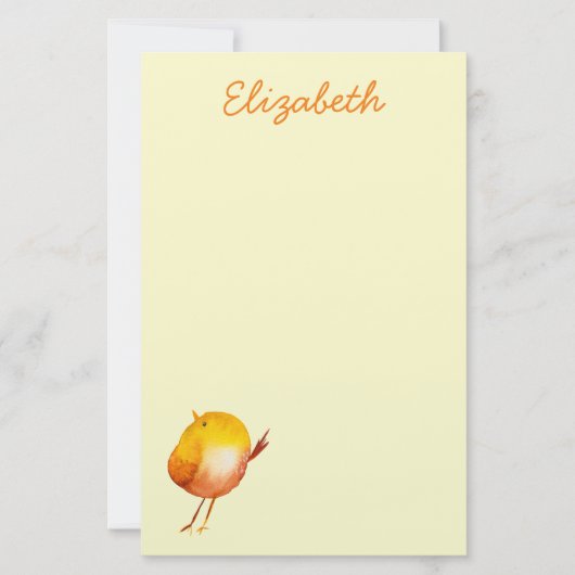Niedliche gelbe Vogelart Briefpapier (Vorderseite)