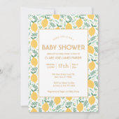 Niedliche gelbe Zitrone Fruchtfoliage Babydusche Einladung (Vorderseite)