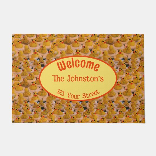 Niedliche Gelbkautschukenten Personalisiert Fußmatte (Vorderseite)