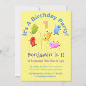 Niedliche Geleebohnen personalisierter Cartoon Geb Einladung (Vorderseite)