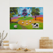 Niedliche Gemälde von Schafen und Kühen von Gordon Poster (Küche)