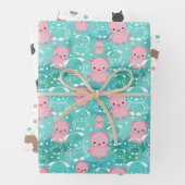 Niedliche gemischte Tiermuster von Schweinen Llama Geschenkpapier Set (Beispiel)