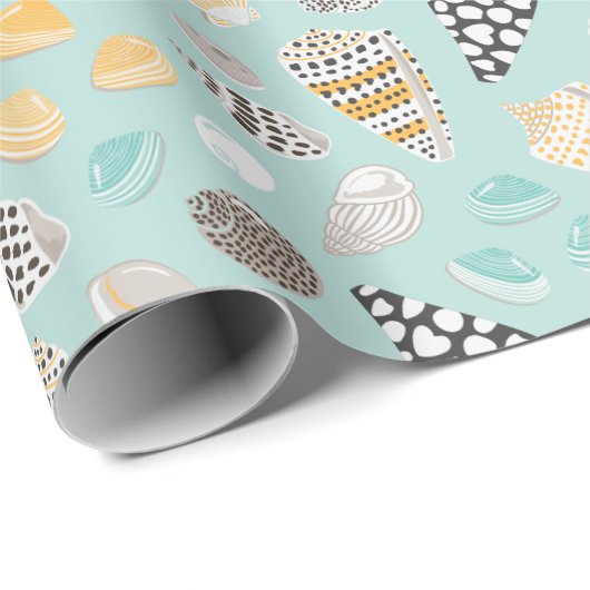 Niedliche gemusterte Muscheln auf Minze Geschenkpapier (Rolleneckpunkt)