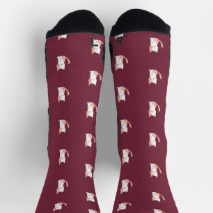 Niedliche gemütliche Katze Burgunderrot Socken