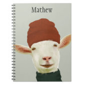 Niedliche, gemütliche Winterziege mit Beanie-Hut u Notizblock (Vorderseite)