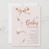 Niedliche Gender Neutral Bow Ribbon Baby Dusche Einladung (Vorderseite)