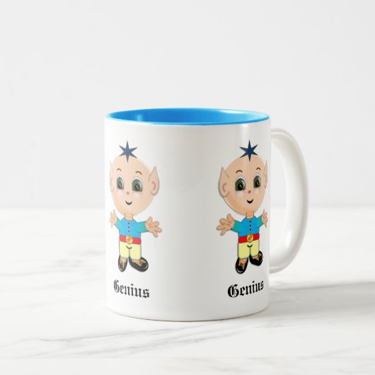 Niedliche Genius Elf & Kalligraphie Zweifarbige Tasse (VorderseiteRechts)