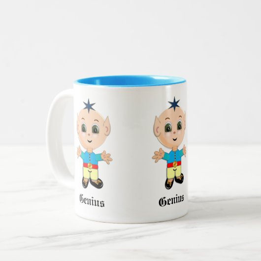 Niedliche Genius Elf & Kalligraphie Zweifarbige Tasse (Vorderseite Links)