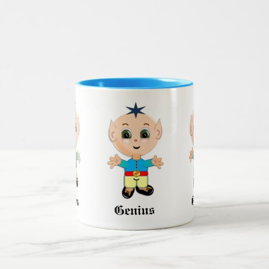 Niedliche Genius Elf & Kalligraphie Zweifarbige Tasse (Mittel)