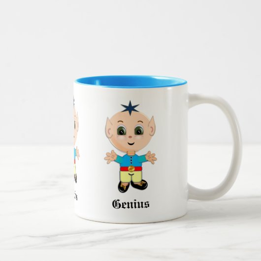Niedliche Genius Elf & Kalligraphie Zweifarbige Tasse (Rechts)