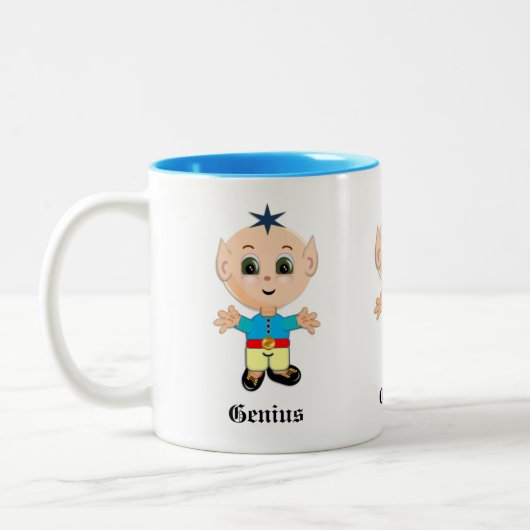 Niedliche Genius Elf & Kalligraphie Zweifarbige Tasse (Links)