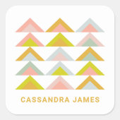 Niedliche geometrische Dreiecke in Pastellfarben Quadratischer Aufkleber (Vorderseite)