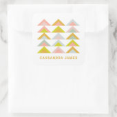 Niedliche geometrische Dreiecke in Pastellfarben Quadratischer Aufkleber (Tasche)