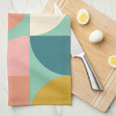 Niedliche geometrische Formen Muster in Aquamarin Geschirrtuch (Viertel Falte)