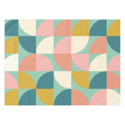 Niedliche geometrische Formen Muster in Aquamarin Tischdecke (Vorderseite (Horizontal))