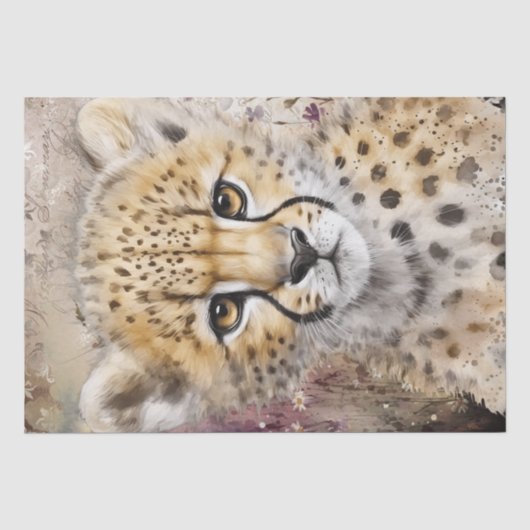 Niedliche Gepard Cub Wilde Katze Seidenpapier (Vorderseite)
