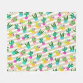 Niedliche gepolsterte Kawaii-Sukkulente und Kaktee Fleecedecke (Vorderseite (Horizontal))