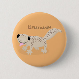 Niedliche gepunktete Gecko-Cartoon-Abbildung Button