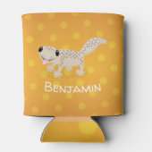 Niedliche gepunktete Gecko-Cartoon-Abbildung Dosenkühler (Rückseite)