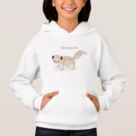 Niedliche gepunktete Gecko-Cartoon-Abbildung Hoodie (Vorderseite)