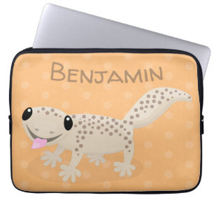 Niedliche gepunktete Gecko-Cartoon-Abbildung Laptopschutzhülle
