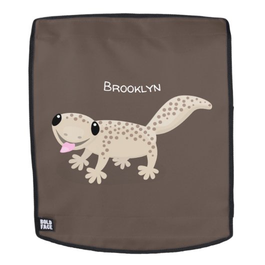Niedliche gepunktete Gecko-Cartoon-Abbildung Rucksack (Abnehmbare Front)