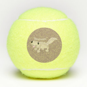 Niedliche gepunktete Gecko-Cartoon-Abbildung Tennisbälle