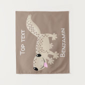 Niedliche gepunktete Gecko-Cartoon-Abbildung Wandteppich (Vorderseite)