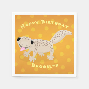 Niedliche gepunktete Gecko-Cartoon-Illustration Se Serviette