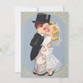 Niedliche gerahmte Braut und Bräutigam Einladung (Vorderseite)