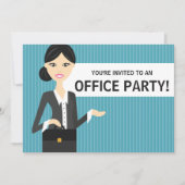 Niedliche Geschäftsfrau mit Schwarzhaar-Office-Par Einladung (Vorderseite)