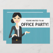 Niedliche Geschäftsfrau mit Schwarzhaar-Office-Par Einladung (Vorne/Hinten)