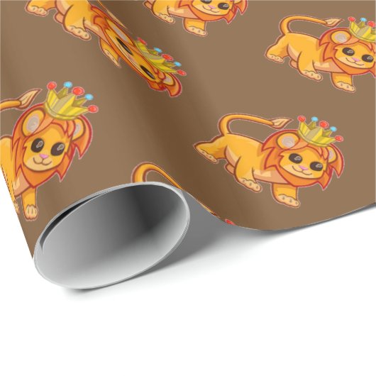 Niedliche Geschenk-Verpackung Löwe-König-Crown Geschenkpapier (Rolleneckpunkt)