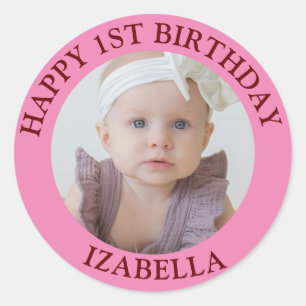 Niedliche Geschenke Glückwunsch 1. Geburtstag Runder Aufkleber