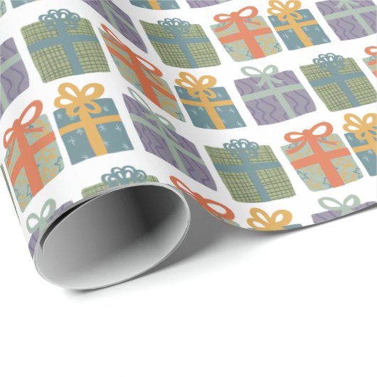 Niedliche Geschenke HandGezeichnet Weihnachtsfeier Geschenkpapier (Rolleneckpunkt)