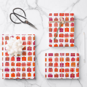 Niedliche Geschenke mit Wölfen Feiertag Weihnachte Geschenkpapier Set