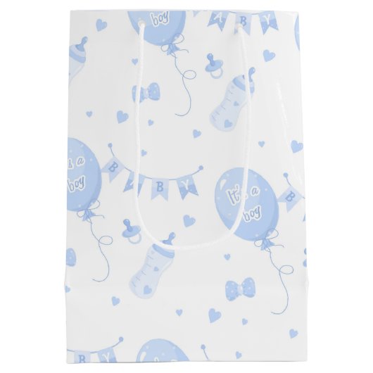 Niedliche Geschenktücher Babydusche Es ist ein Boy Mittlere Geschenktüte (Rückseite)