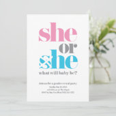 Niedliche Geschlechterdarstellung Einladung (Stehend Vorderseite)